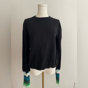 Whisper by Brodie Black Sweater with Striped Cuffs